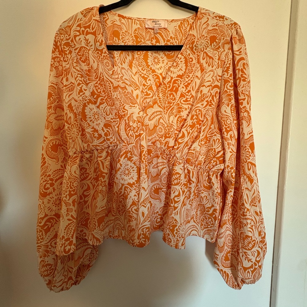 Elegant Orange Floral Blouse